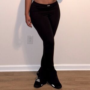 Off White flare joggers with split.